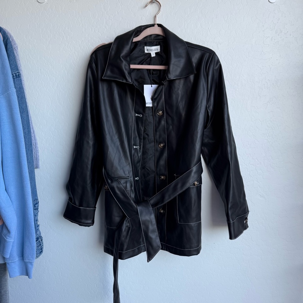 White Room + Cactus Contrast Stitched Leather Jacket